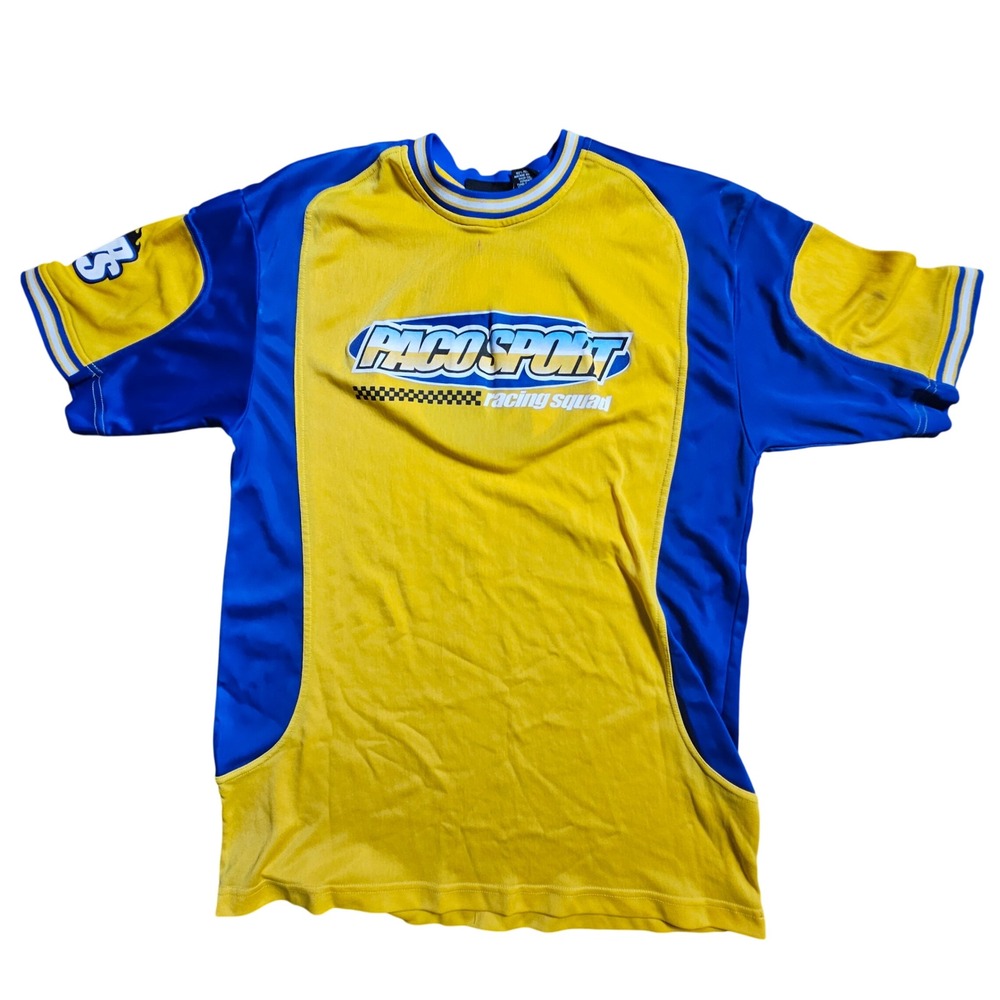 Vintage Paco Sport Racing Squad Jersey Graphic Tee L‎ Retro Biker Grunge Y2K 90s